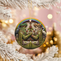Green Man Oak King Ceramic Ornament – Pagan Celestial Nature Decor