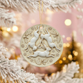 Three Hares Ceramic Ornament – Pagan Yule Folklore Decor