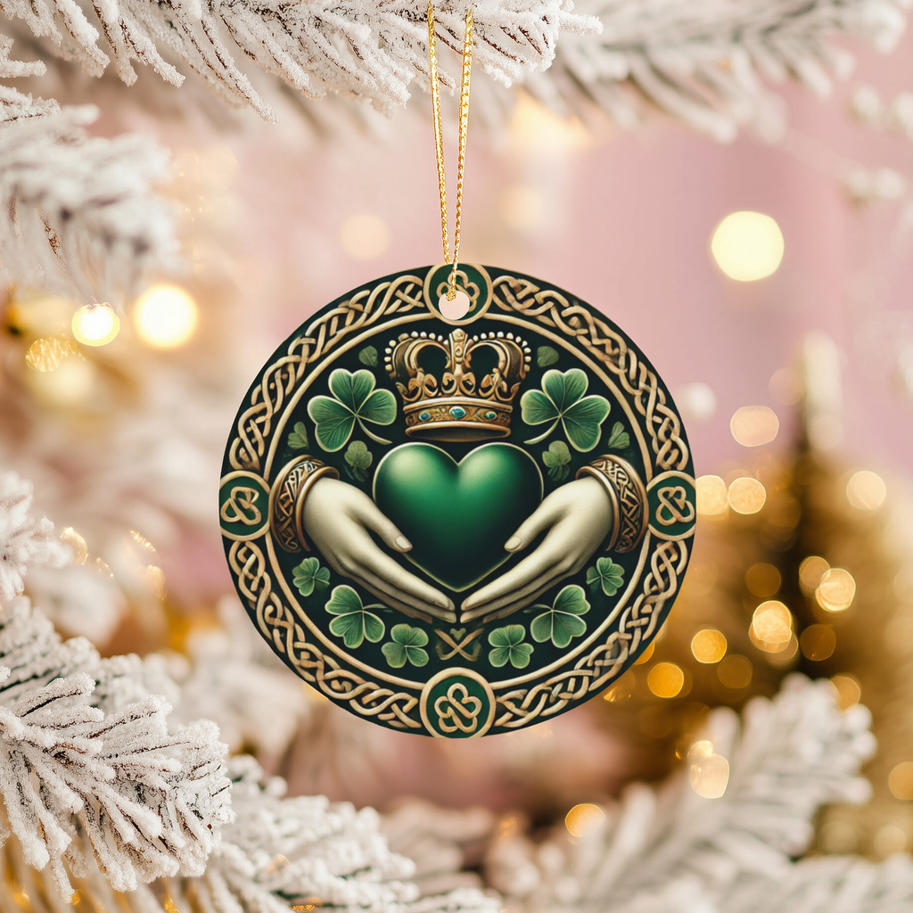 Celtic Claddagh Heart Ceramic Ornament – Celtic Heart Keepsake Decor