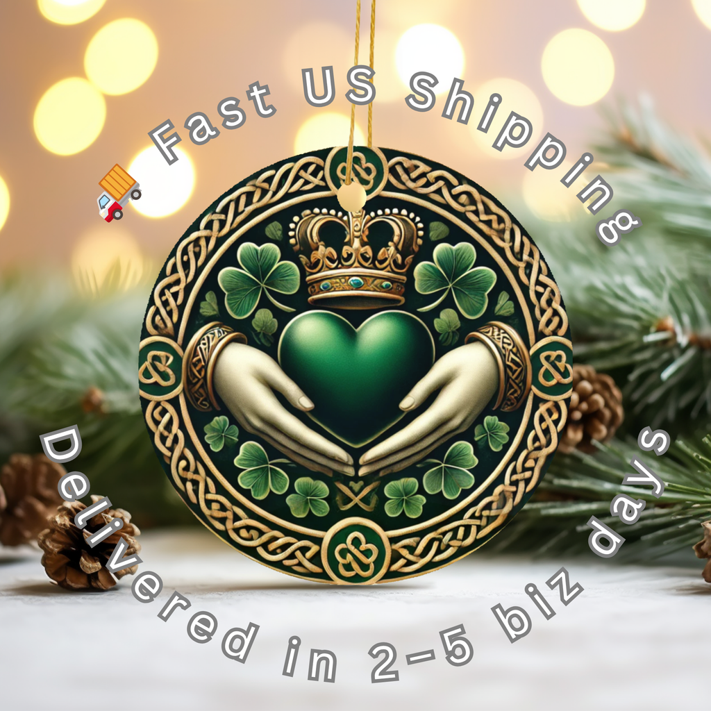 Celtic Claddagh Heart Ceramic Ornament – Celtic Heart Keepsake Decor