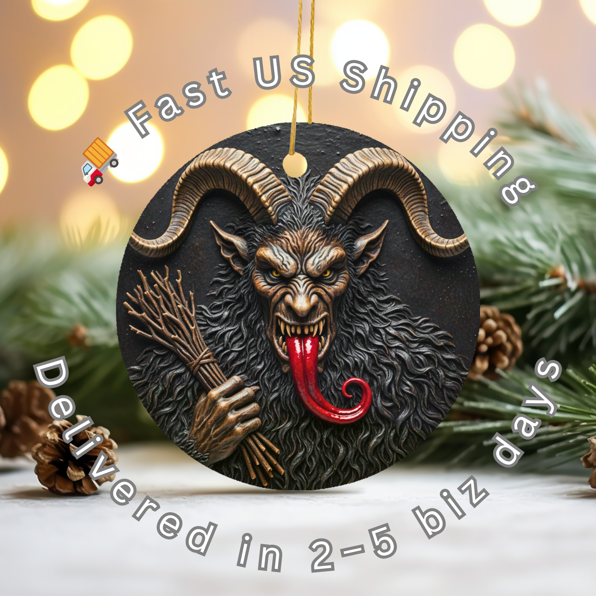Krampus Ceramic Ornament – Alpine Folk Christmas Decor