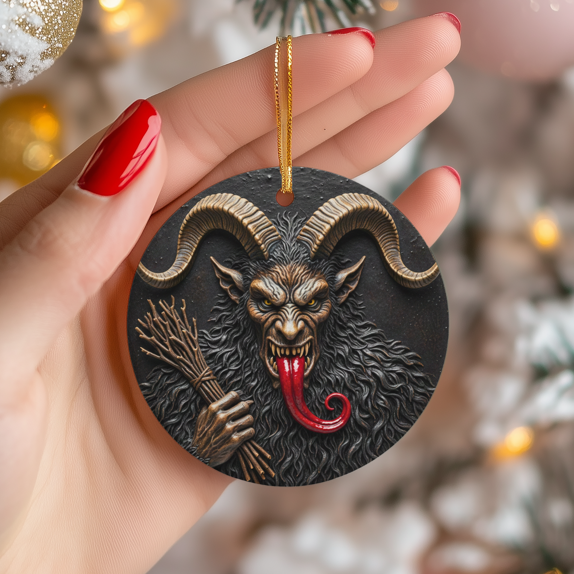 Krampus Ceramic Ornament – Alpine Folk Christmas Decor