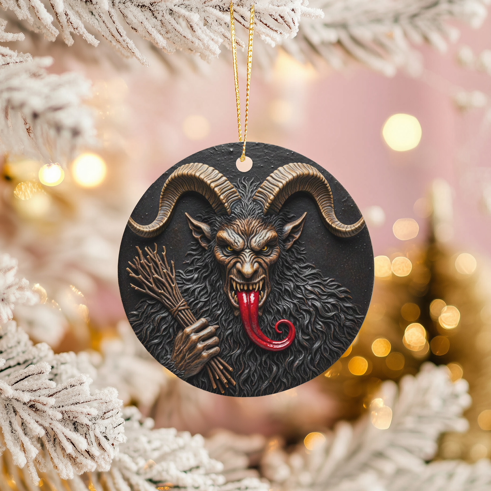 Krampus Ceramic Ornament – Alpine Folk Christmas Decor