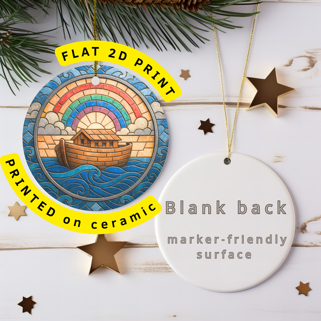 Noahs Ark Ceramic Ornament – Christian Christmas Keepsake Decor
