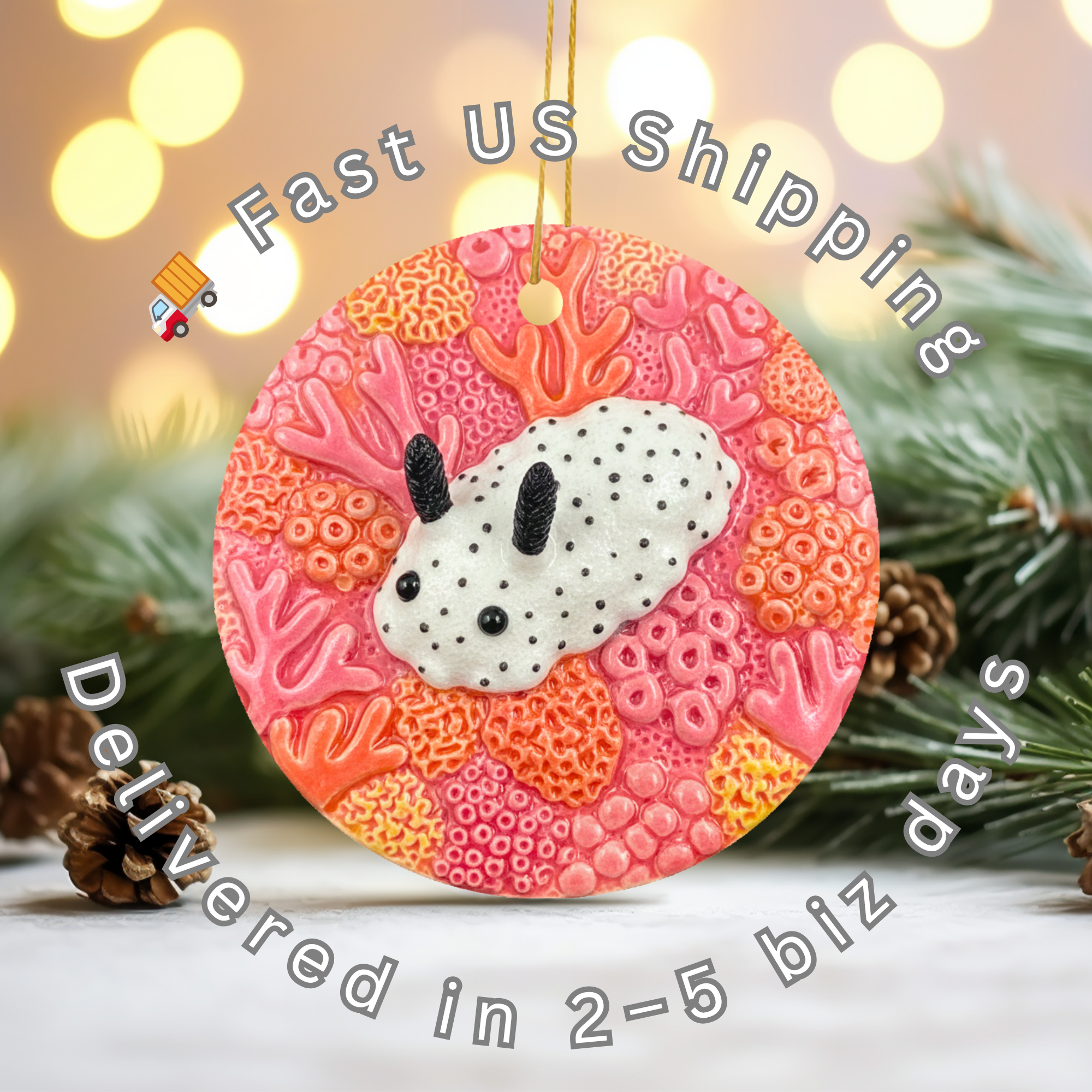 Nudibranch Ceramic Ornament – Coastal Ocean Decor
