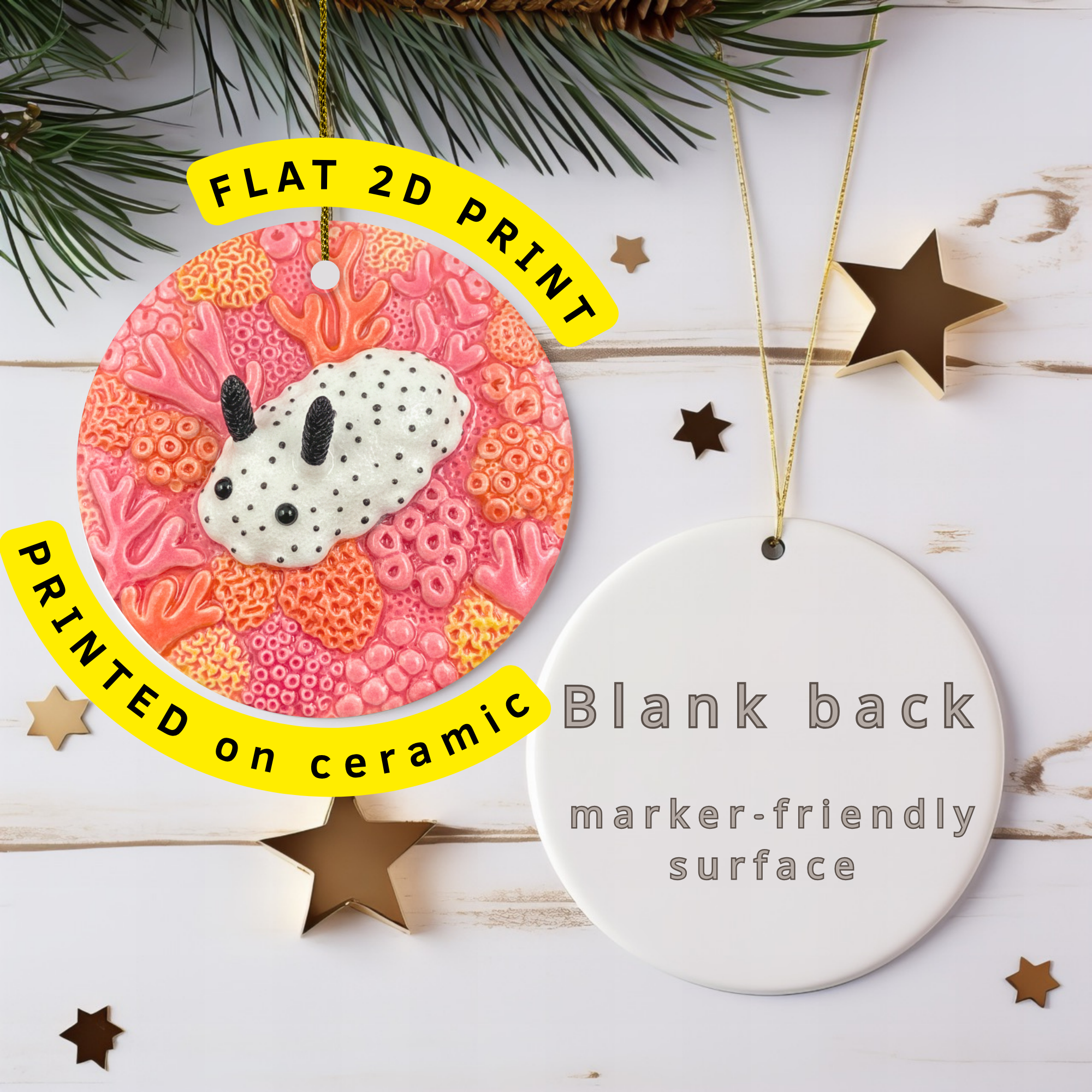 Nudibranch Ceramic Ornament – Coastal Ocean Decor