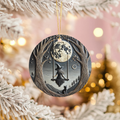 Witch Cat and Moon Ceramic Ornament – Gothic Day and Night