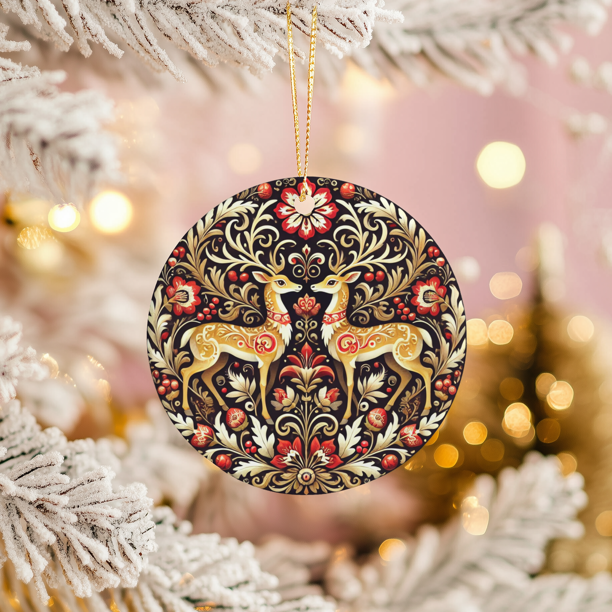 Nordic Reindeer Ceramic Ornament – Woodland Christmas