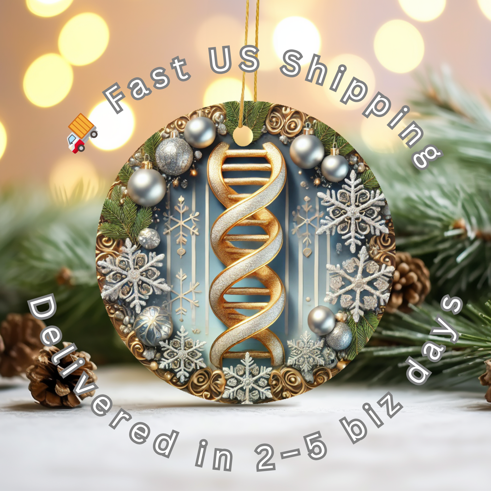 DNA Helix Ceramic Ornament – Science Christmas