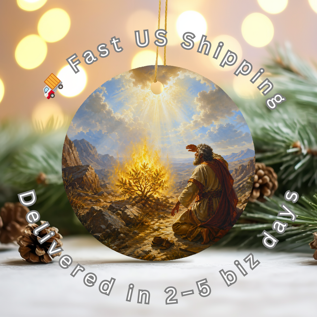 Moses and the Burning Bush Ceramic Ornament – Biblical Holiday Story