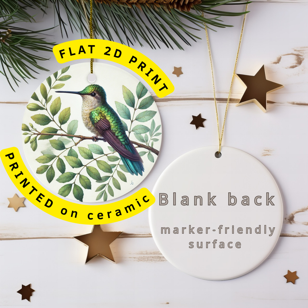 Green Hummingbird Ceramic Ornament – Botanical Garden Flight
