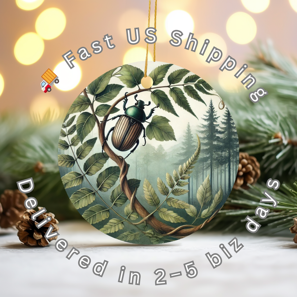 Woodland Beetle Ceramic Ornament – Forest Specimen Art