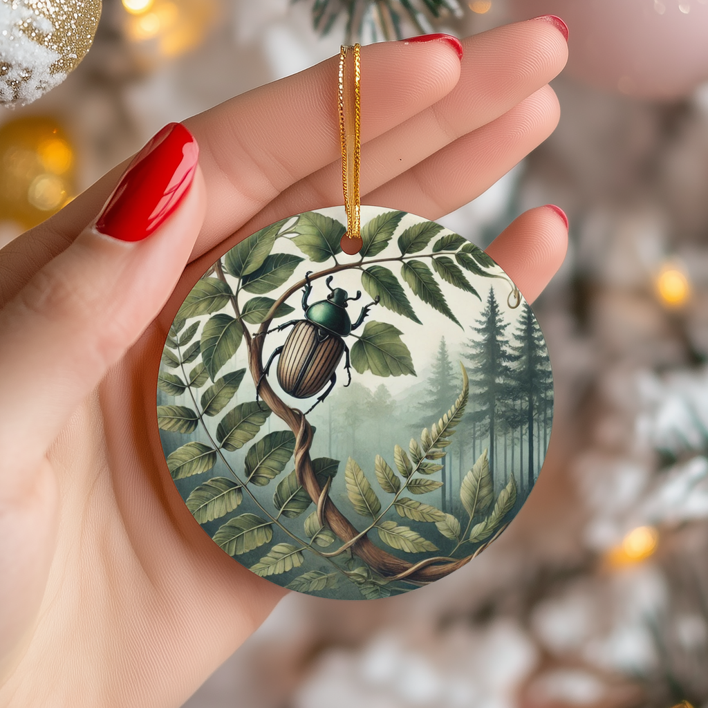 Woodland Beetle Ceramic Ornament – Forest Specimen Art