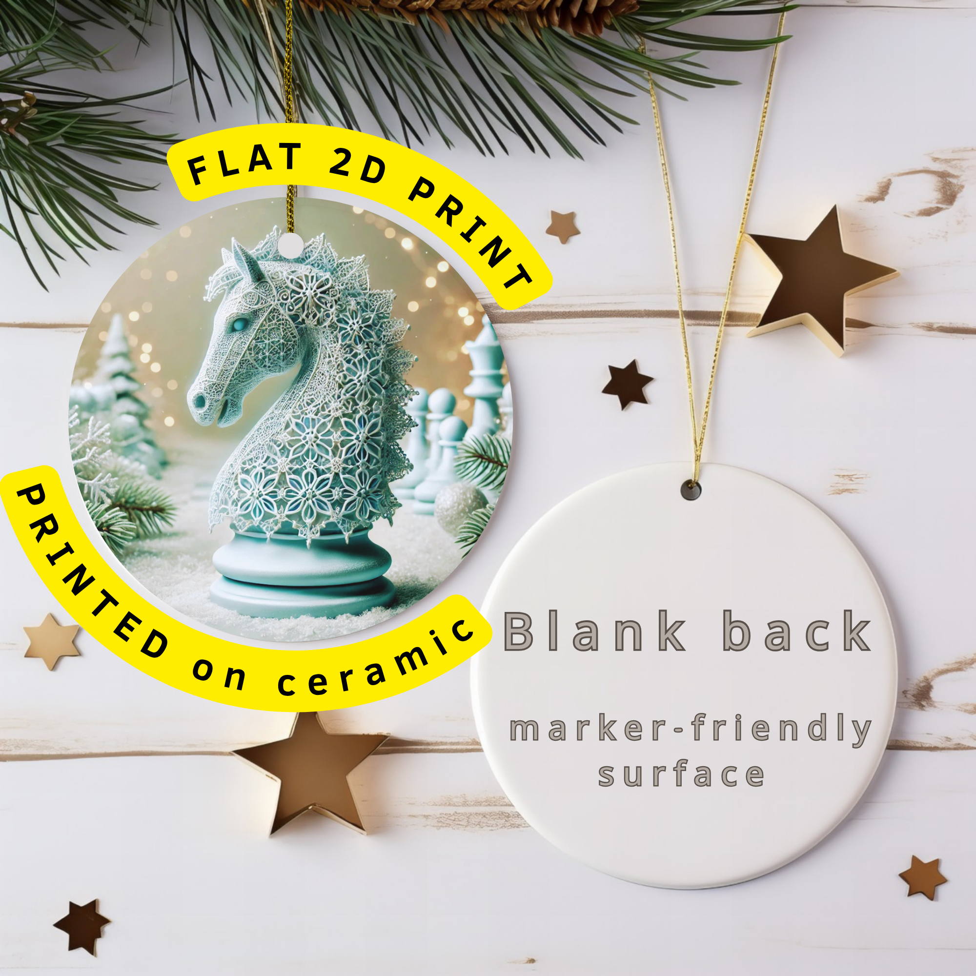 Chess Knight Ceramic Ornament – Holiday Game Motif