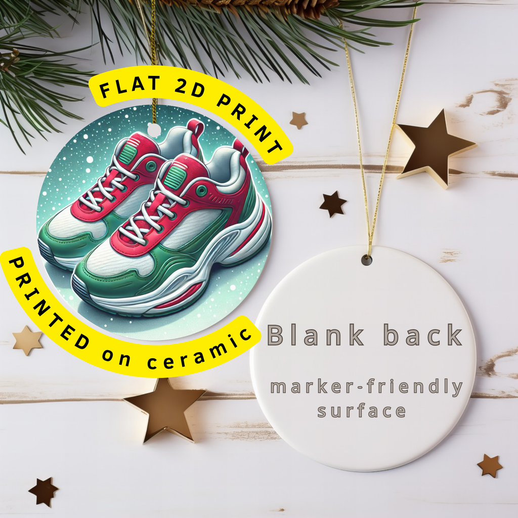 Christmas Sneakers Ceramic Ornament – Festive Footwear Fun