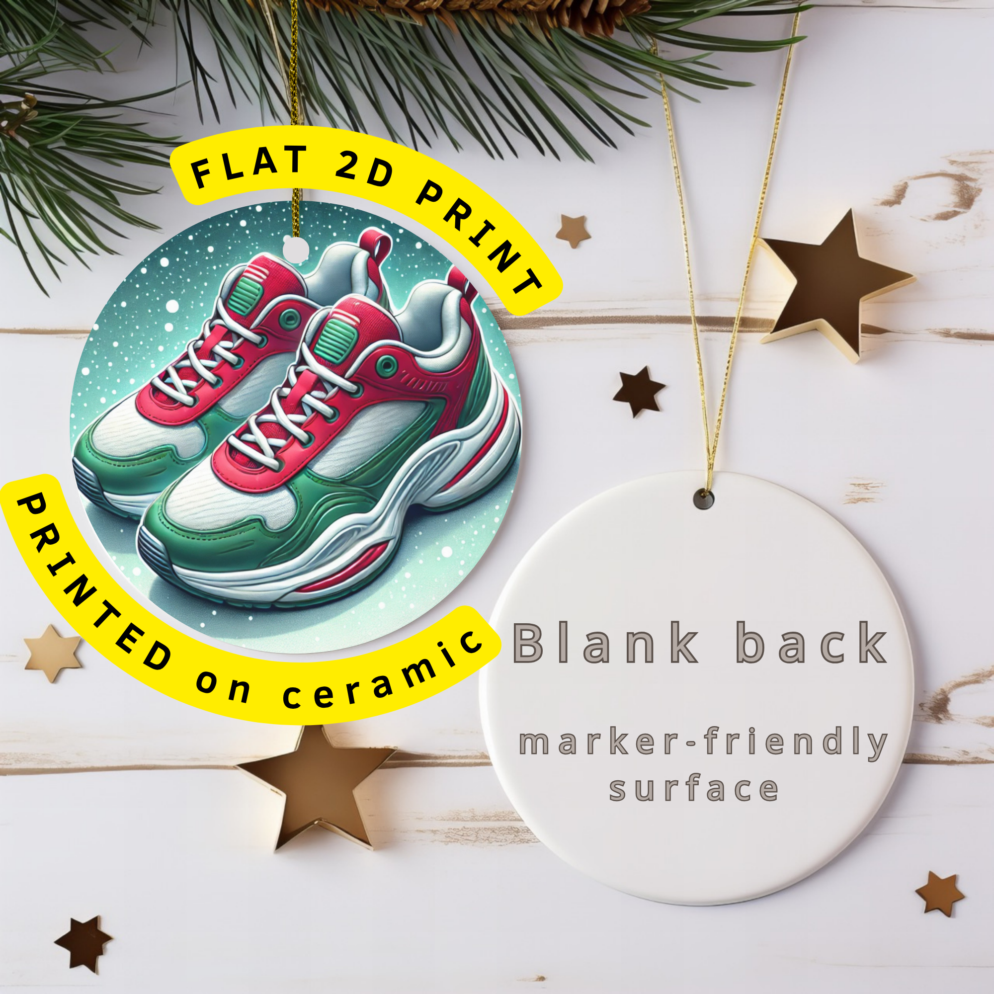 Christmas Sneakers Ceramic Ornament – Festive Footwear Fun