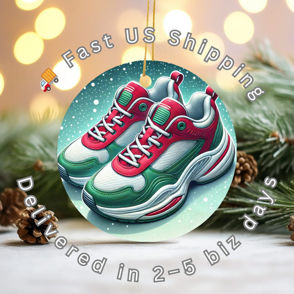 Christmas Sneakers Ceramic Ornament – Festive Footwear Fun