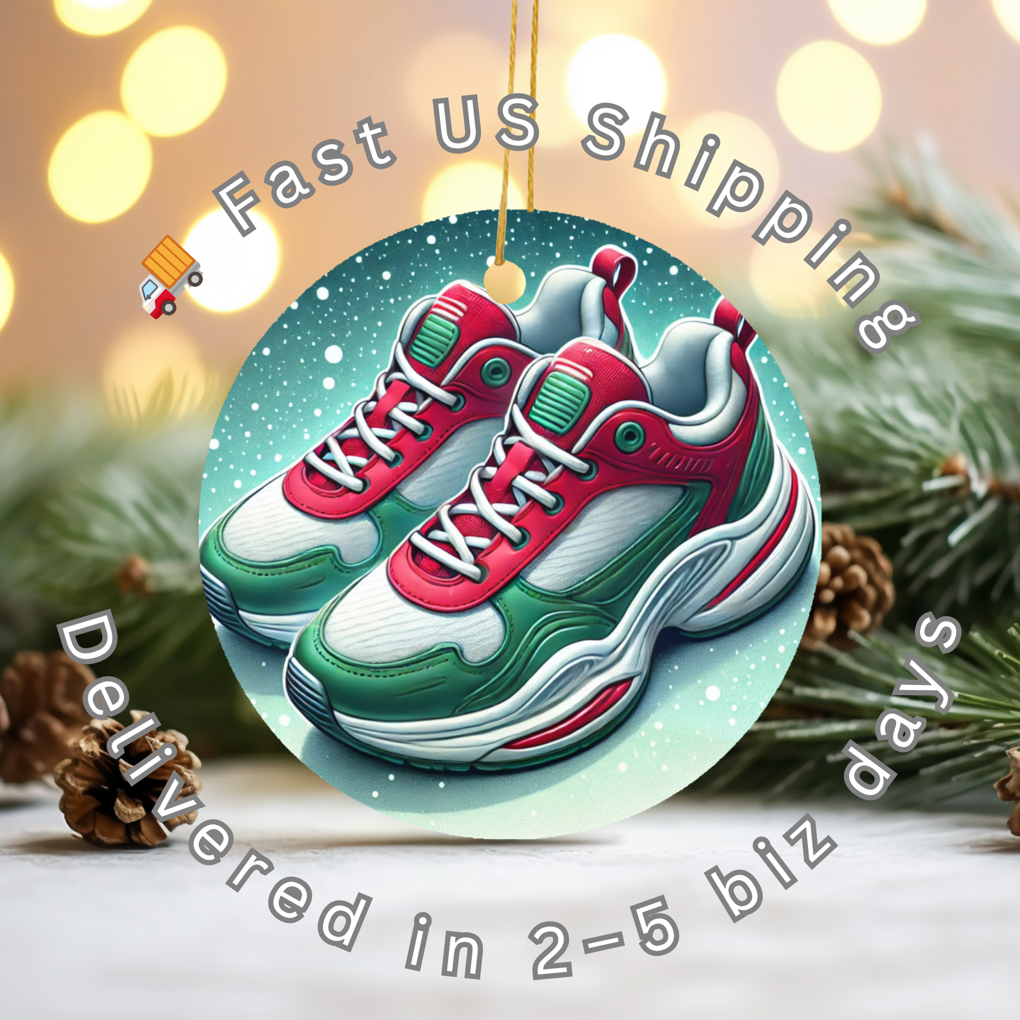Christmas Sneakers Ceramic Ornament – Festive Footwear Fun