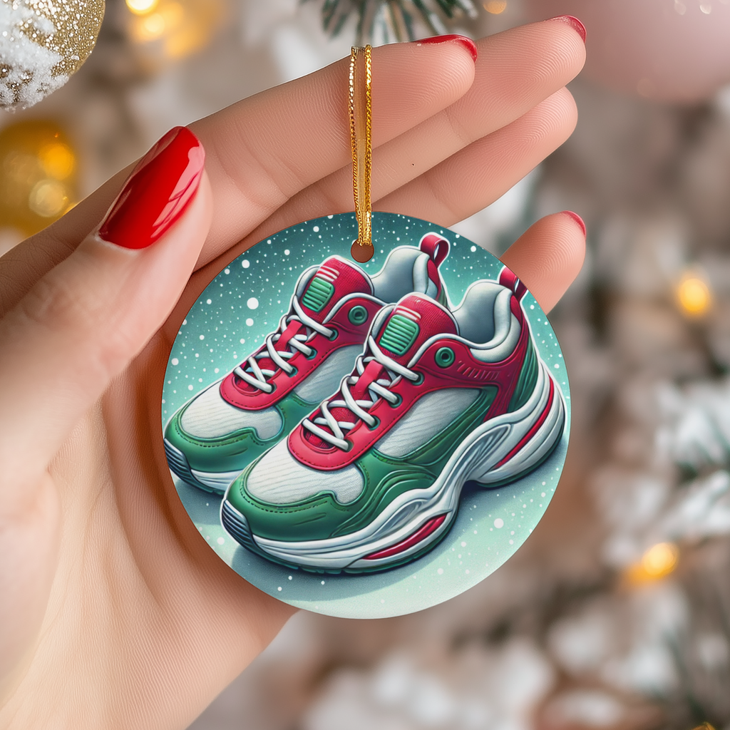 Christmas Sneakers Ceramic Ornament – Festive Footwear Fun
