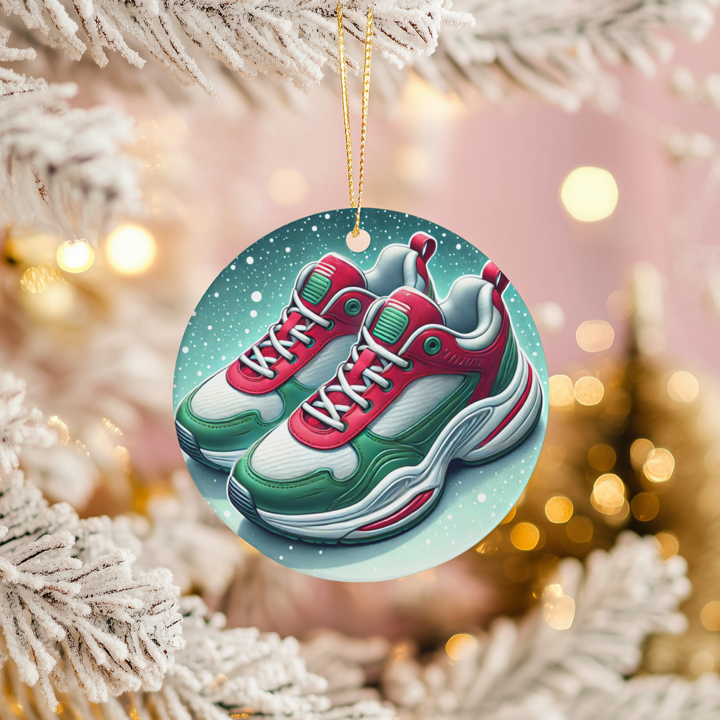 Christmas Sneakers Ceramic Ornament – Festive Footwear Fun