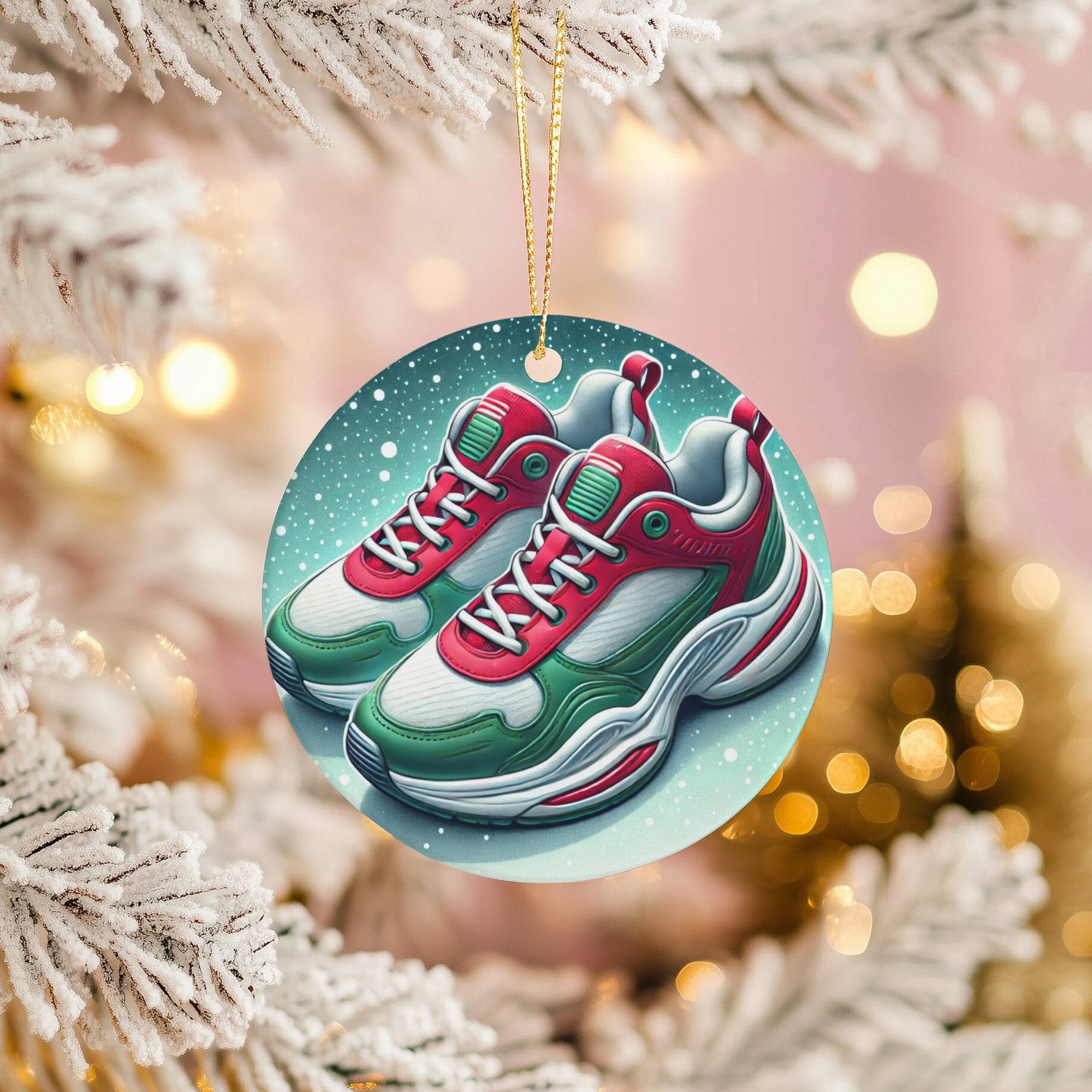 Christmas Sneakers Ceramic Ornament – Festive Footwear Fun