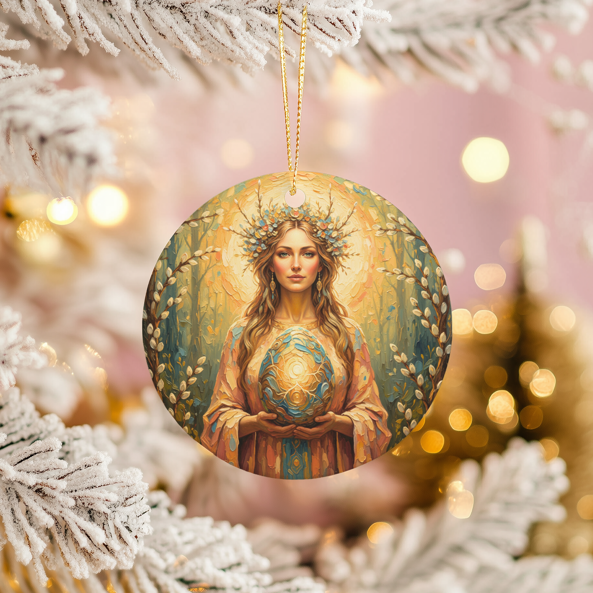 Ostara Goddess Ceramic Ornament – Spring Equinox Pagan