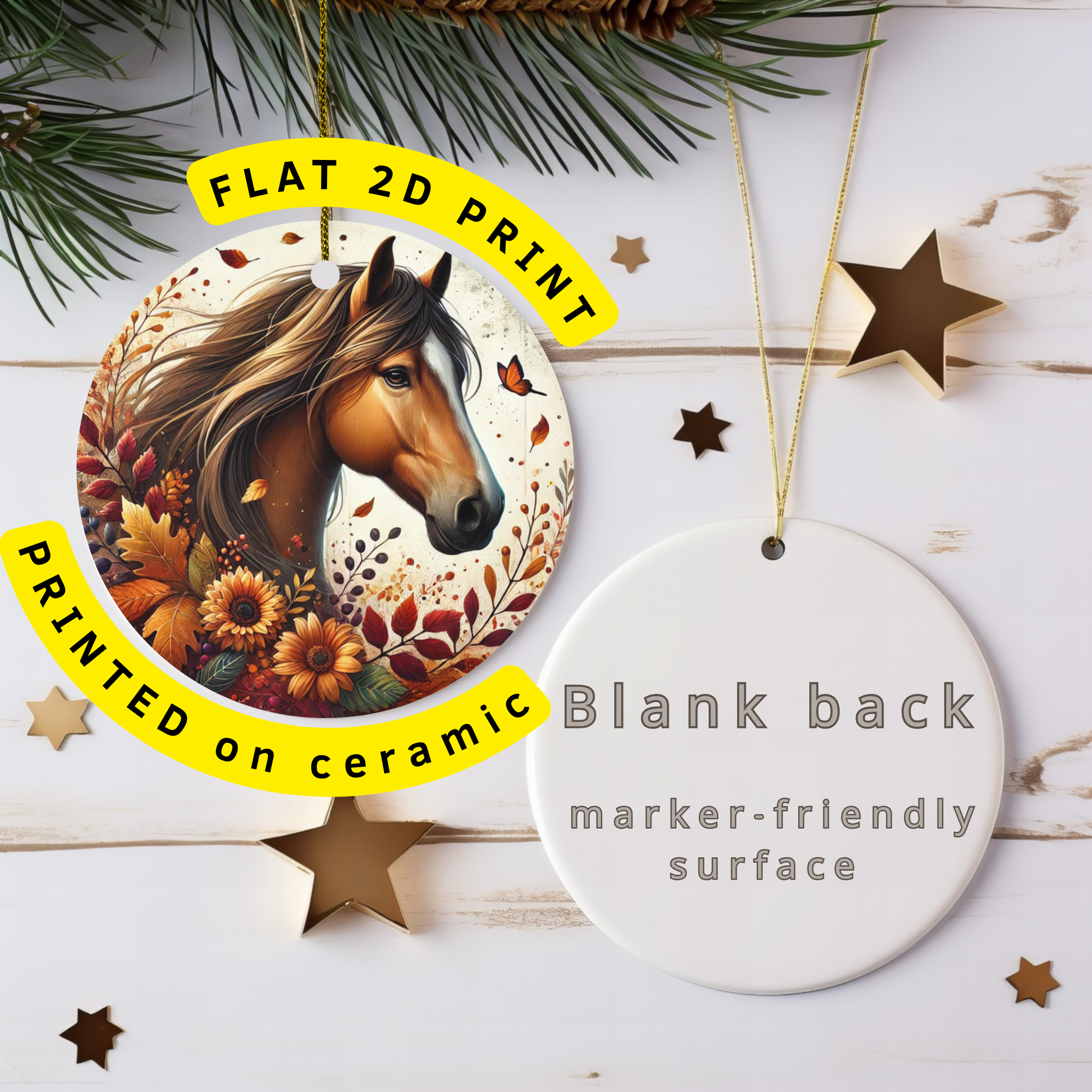 Autumn Horse Ceramic Ornament – Seasonal Equestrian