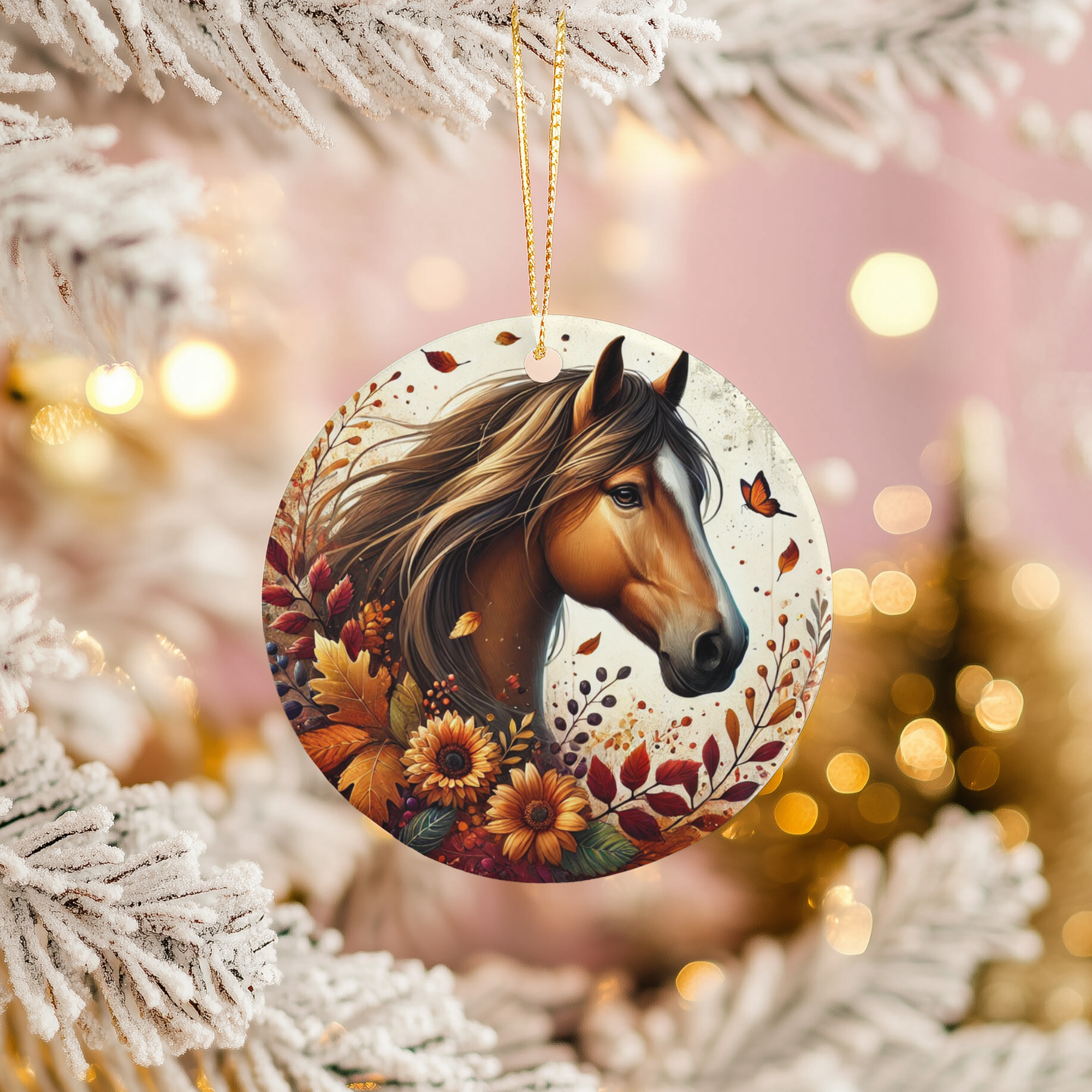 Autumn Horse Ceramic Ornament – Seasonal Equestrian