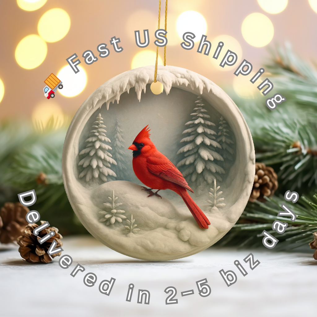 Cardinal Ceramic Ornament – Winter Forest Christmas Decor