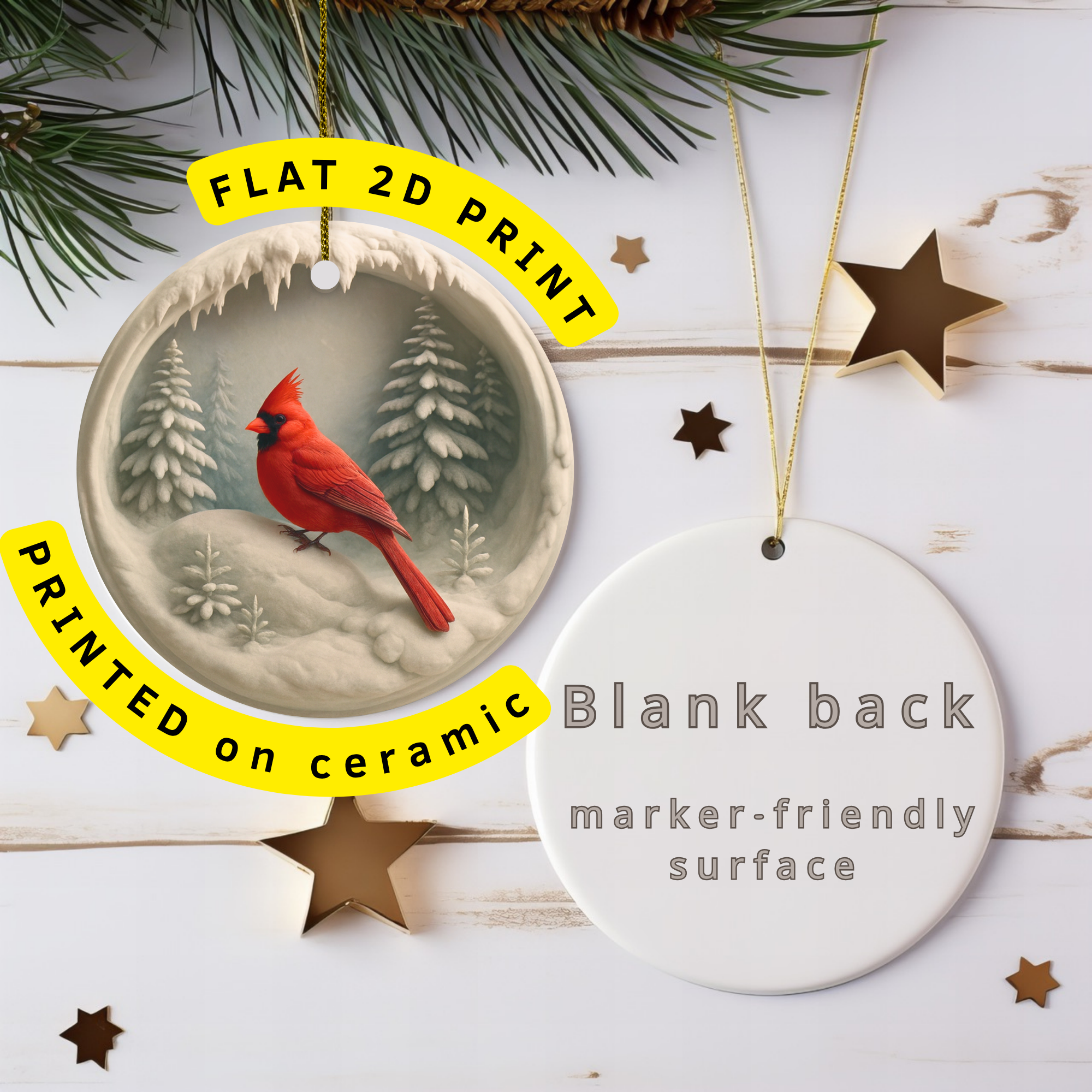 Cardinal Ceramic Ornament – Winter Forest Christmas Decor