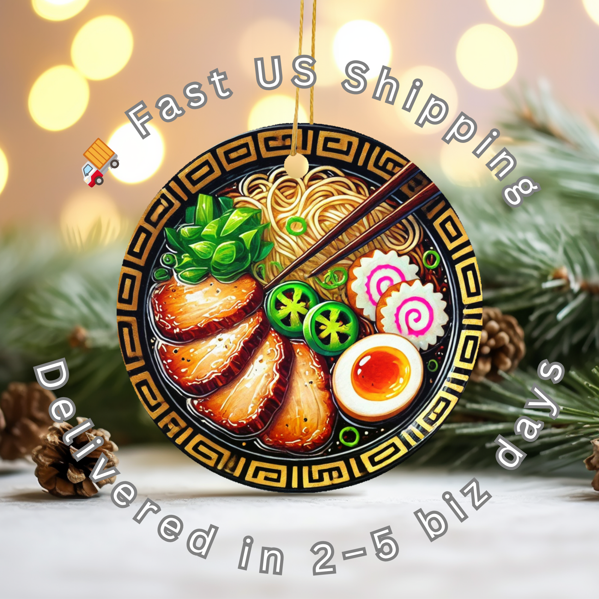 Ramen Bowl Ceramic Ornament – Foodie Christmas Fun