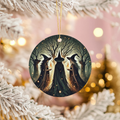 Witch Coven Ceramic Ornament – Moonlit Forest Ritual