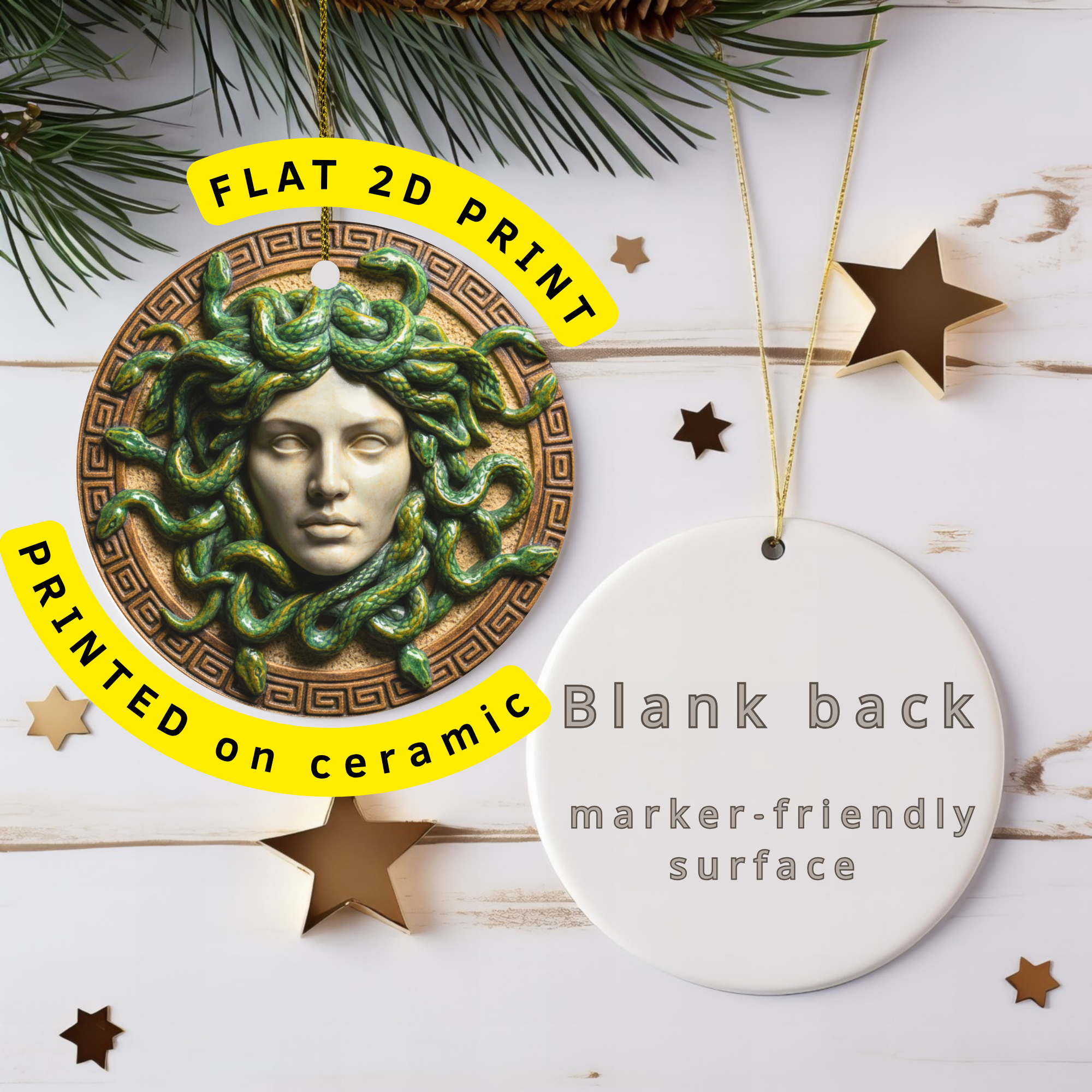 Medusa Ceramic Ornament – Greek Mythology Decor
