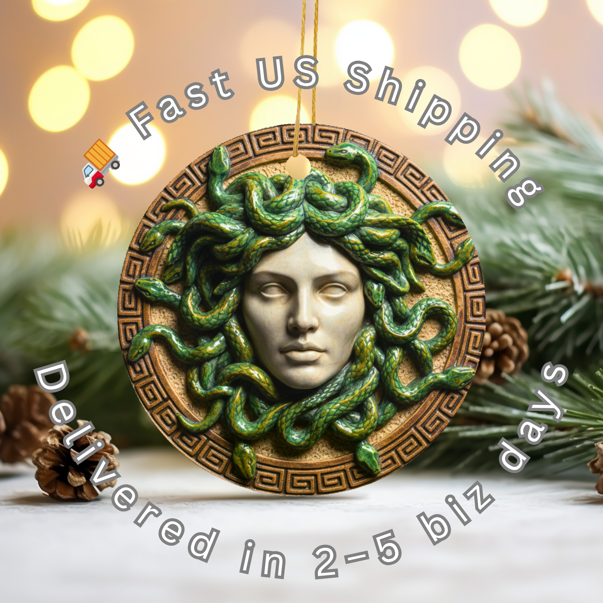 Medusa Ceramic Ornament – Greek Mythology Decor