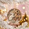 White Hare Yule  Yule Goat Decor Scandinavian Folk Art Pagan Winter Solstice Gif Ceramic Ornament – Holiday Keepsake…