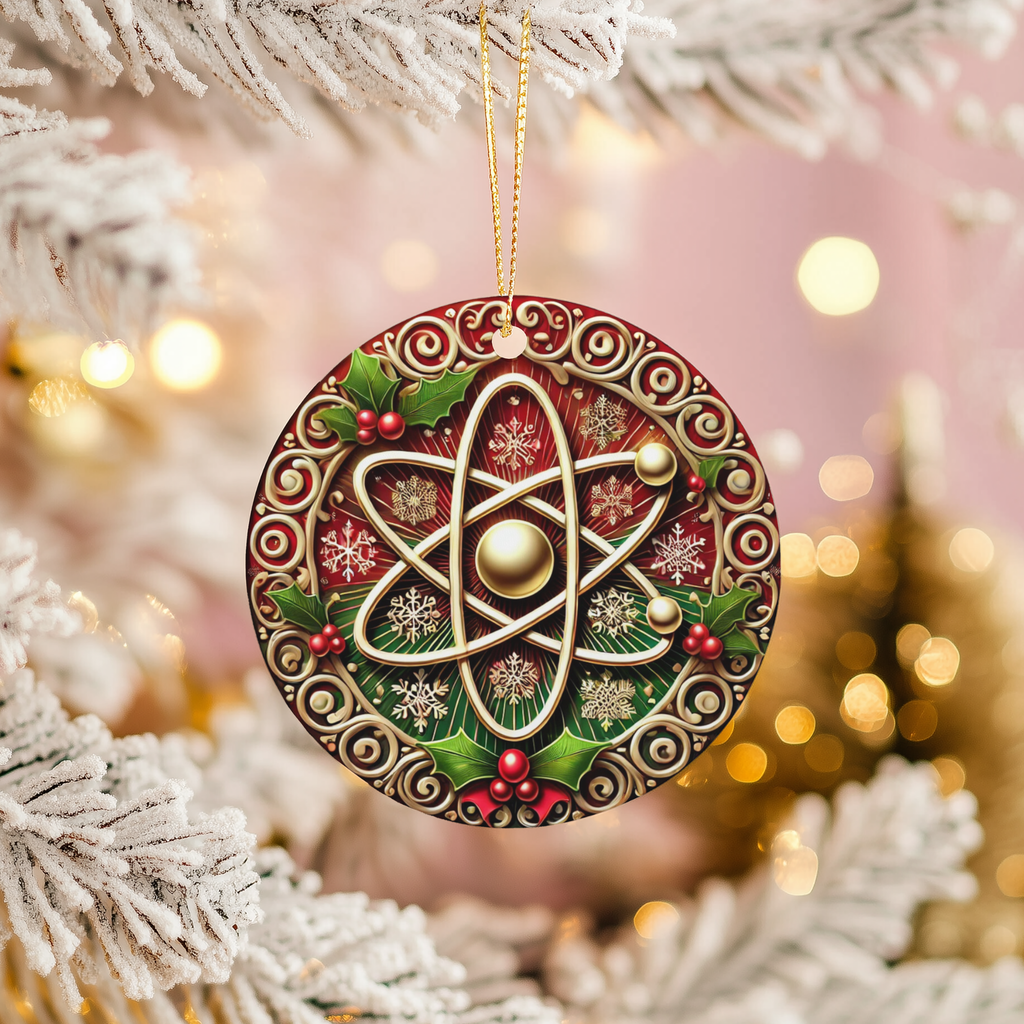 Atomic Christmas Ceramic Ornament – Mid-Century Holiday