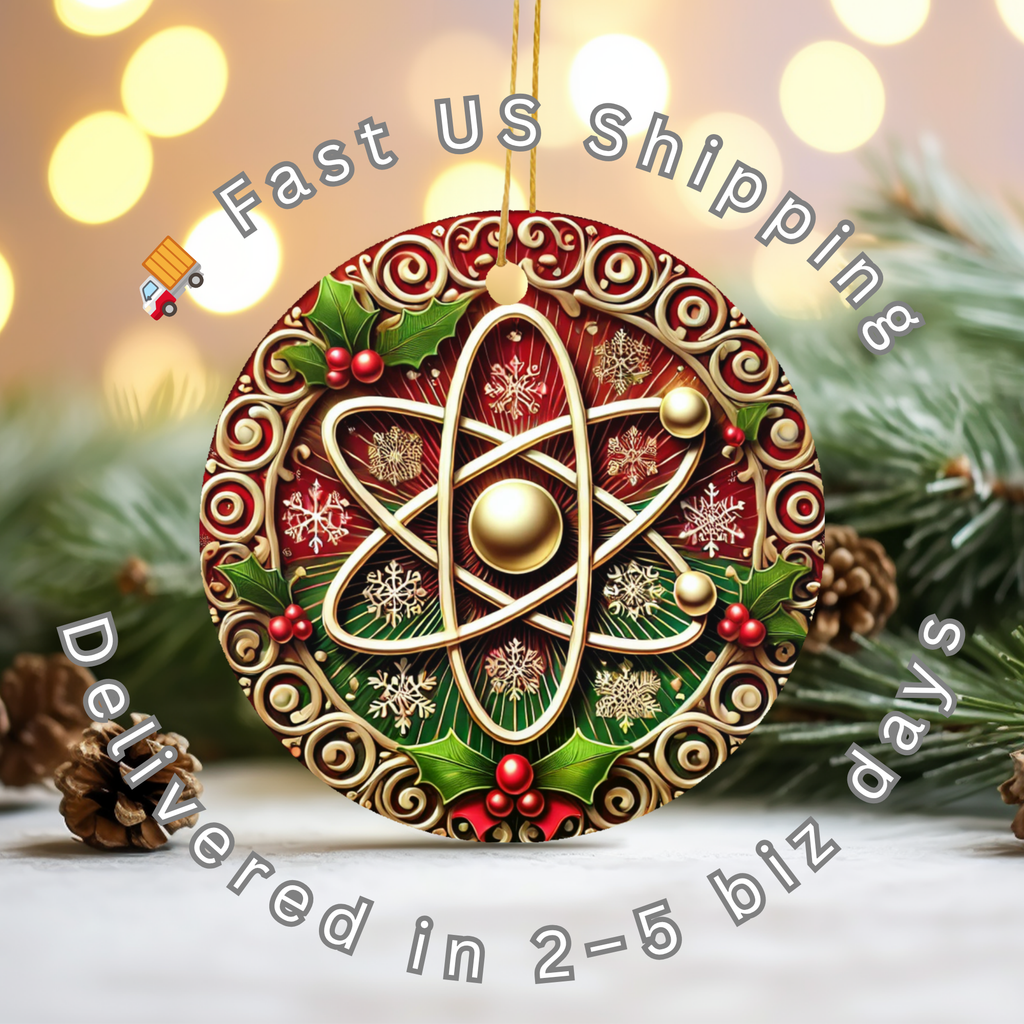 Atomic Christmas Ceramic Ornament – Mid-Century Holiday