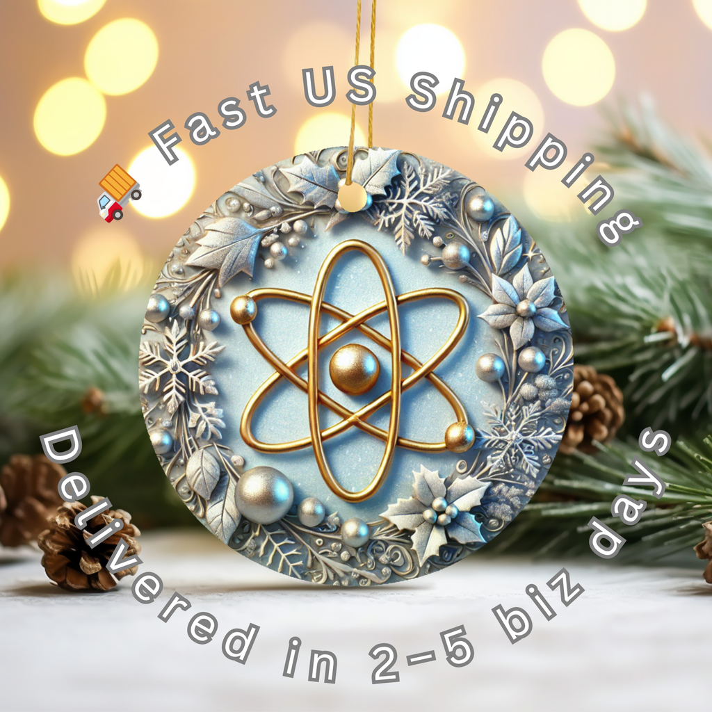 Elegant Ceramic Atom Model Christmas  Gift for Science Lovers & Teachers Ceramic Ornament – Holiday Keepsake Decor
