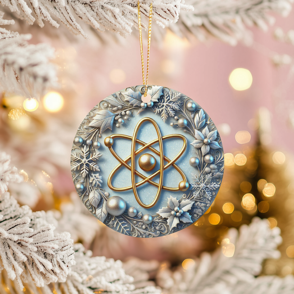 Elegant Ceramic Atom Model Christmas  Gift for Science Lovers & Teachers Ceramic Ornament – Holiday Keepsake Decor
