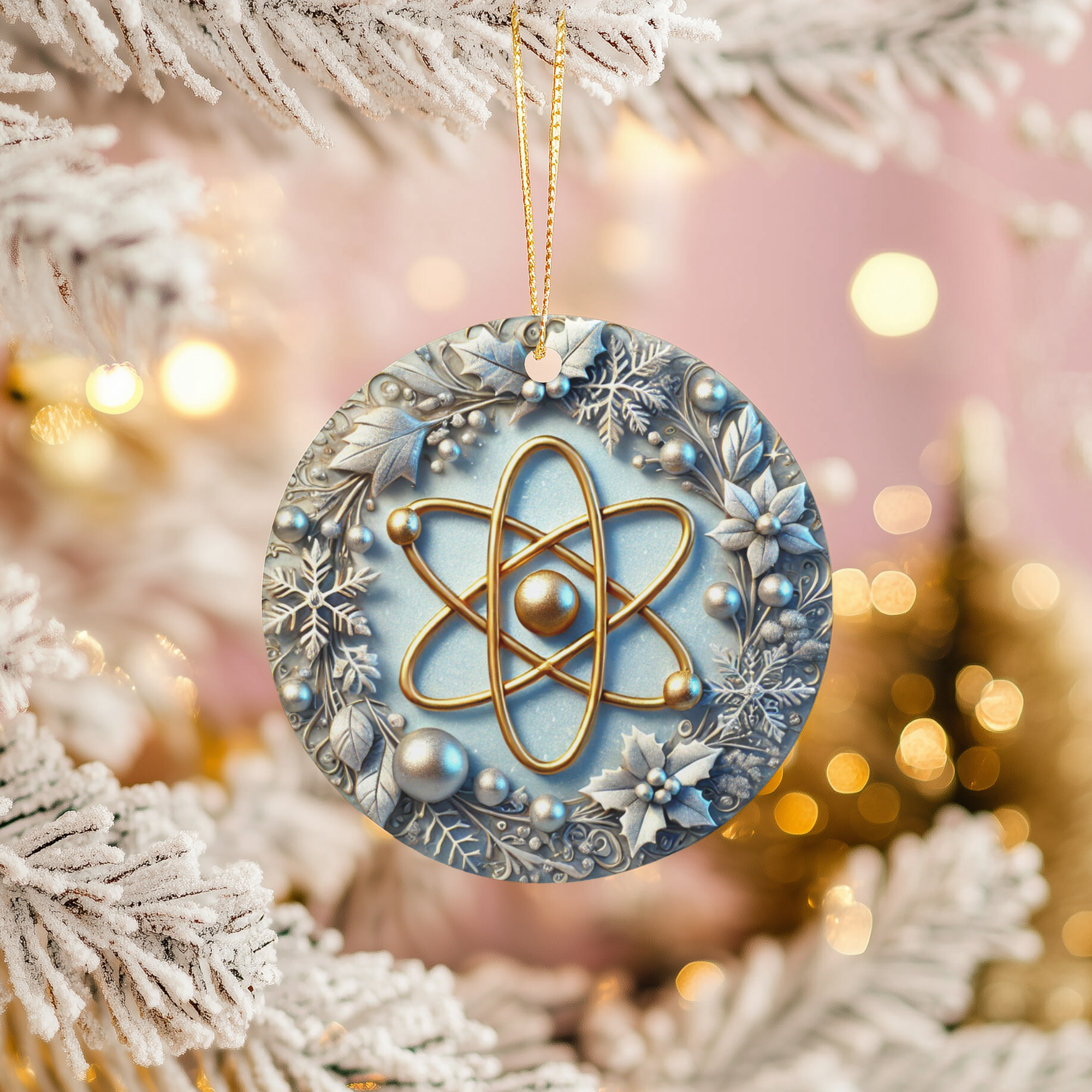 Elegant Ceramic Atom Model Christmas  Gift for Science Lovers & Teachers Ceramic Ornament – Holiday Keepsake Decor