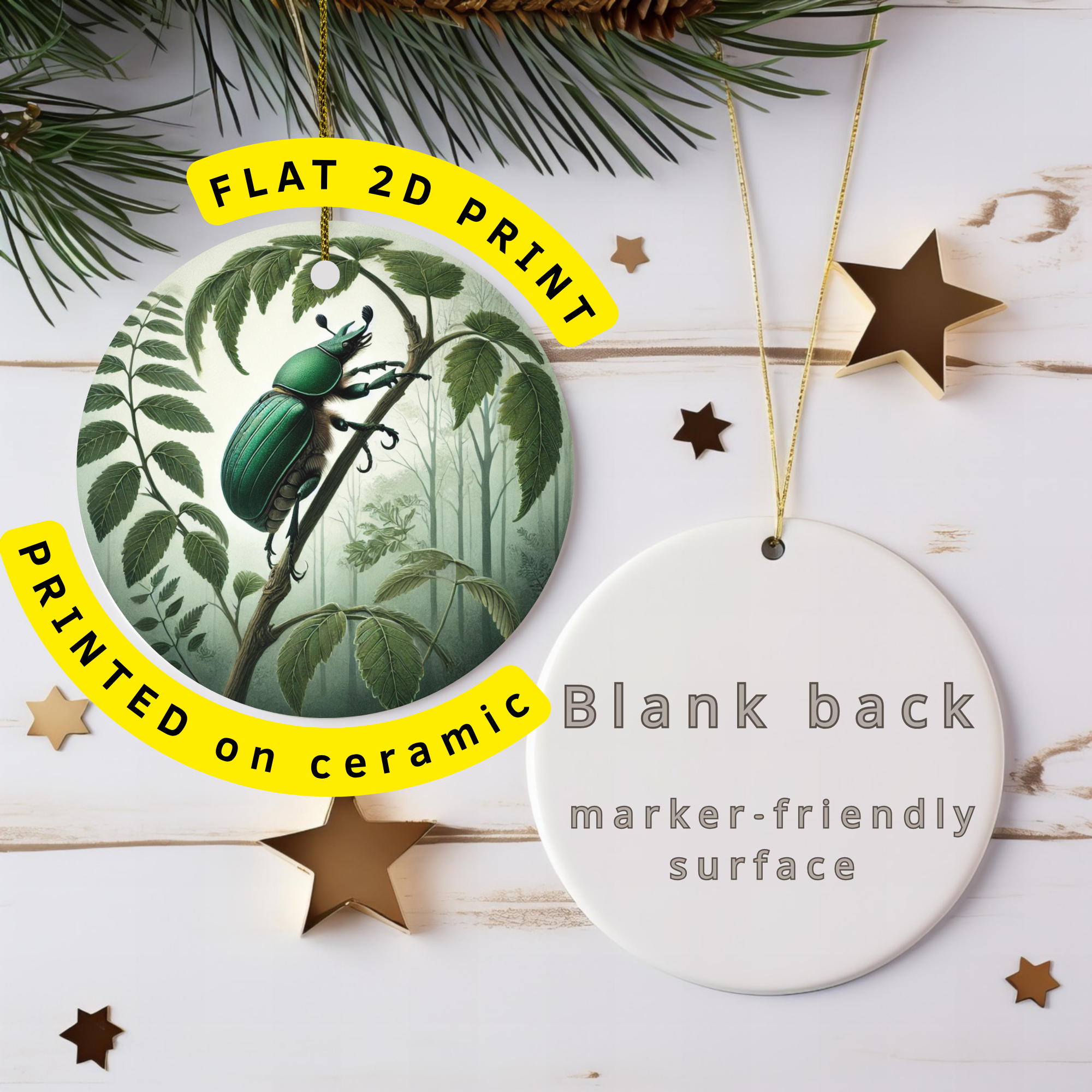 Green Beetle Ceramic Ornament – Woodland Specimen