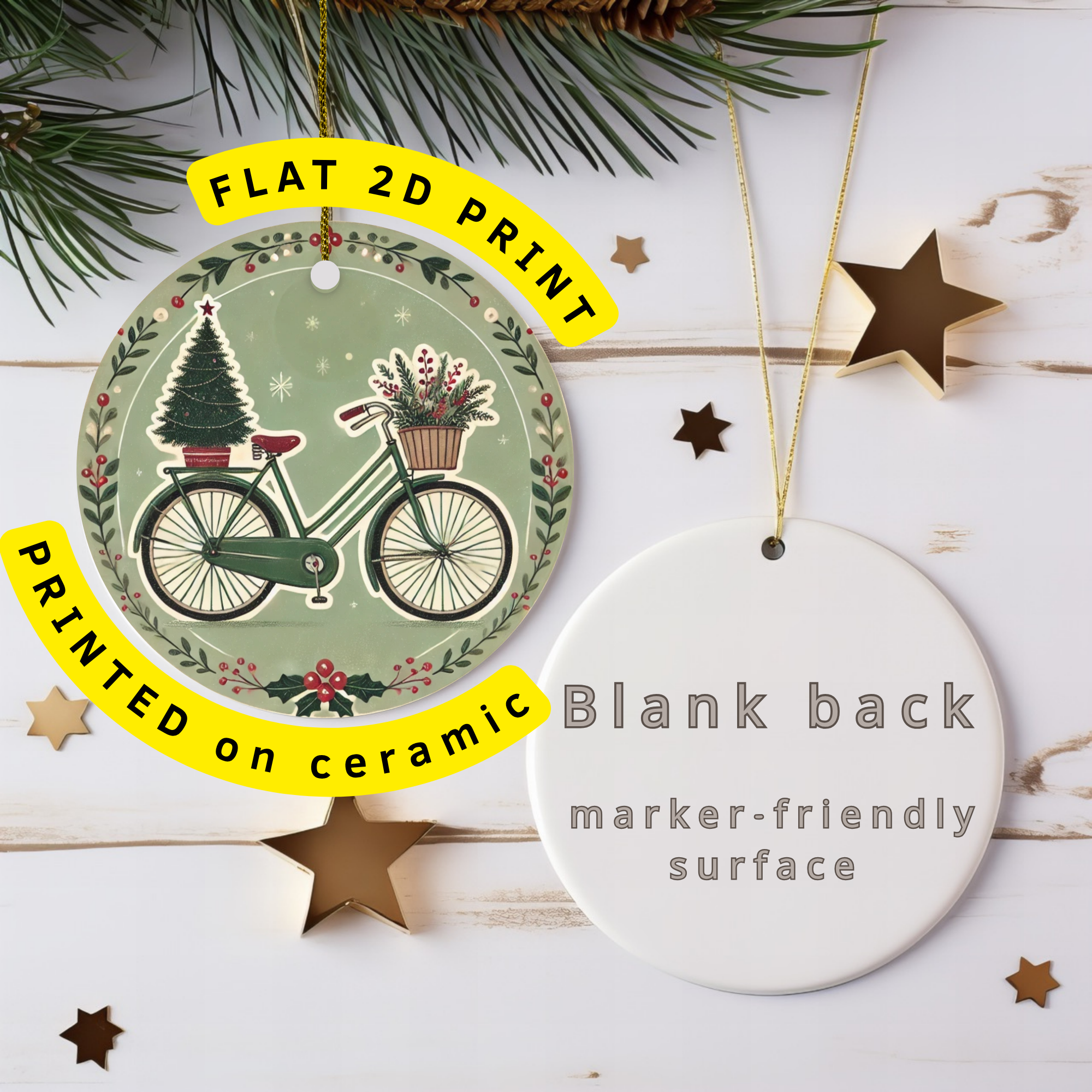 Vintage Christmas Bicycle Ceramic Ornament – Nostalgic Holiday Ride