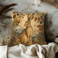 Blackberry Hare Pillow Cover | Textured Woodland Wildlife Art