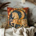 Celestial White Horse Pillow Cover | Textured Moon Art
