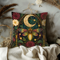 Luna Moth Moon Pillow Cover | Dark Floral Celestial Art
