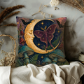 Moon Face Moth Pillow Cover | Textured Celestial Fantasy Art