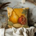 Pear and Pomegranate Pillow Cover | Textured Botanical Still Life Art