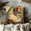 White Swan Floral Pillow Cover | Textured Celestial Art
