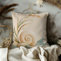 Seashell Beach Grass Pillow Cover | Minimalist Coastal Art | Soft Neutral Decor