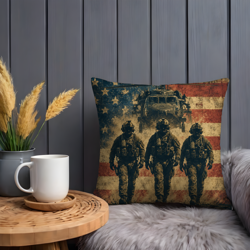 Special Forces Operators Flag Pillow Cover | Military Tactical Art | Patriotic Decor